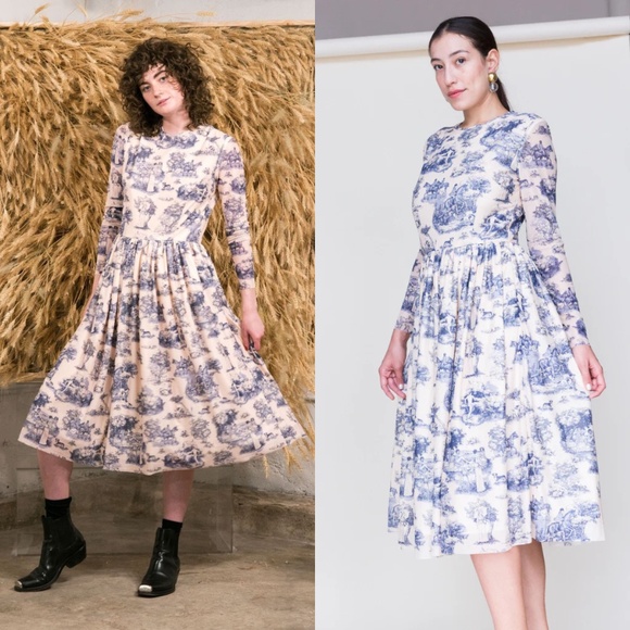 Rachel Antonoff Van Manhunt Toile Mesh Midi Dress Size 0 XS - Picture 2 of 13